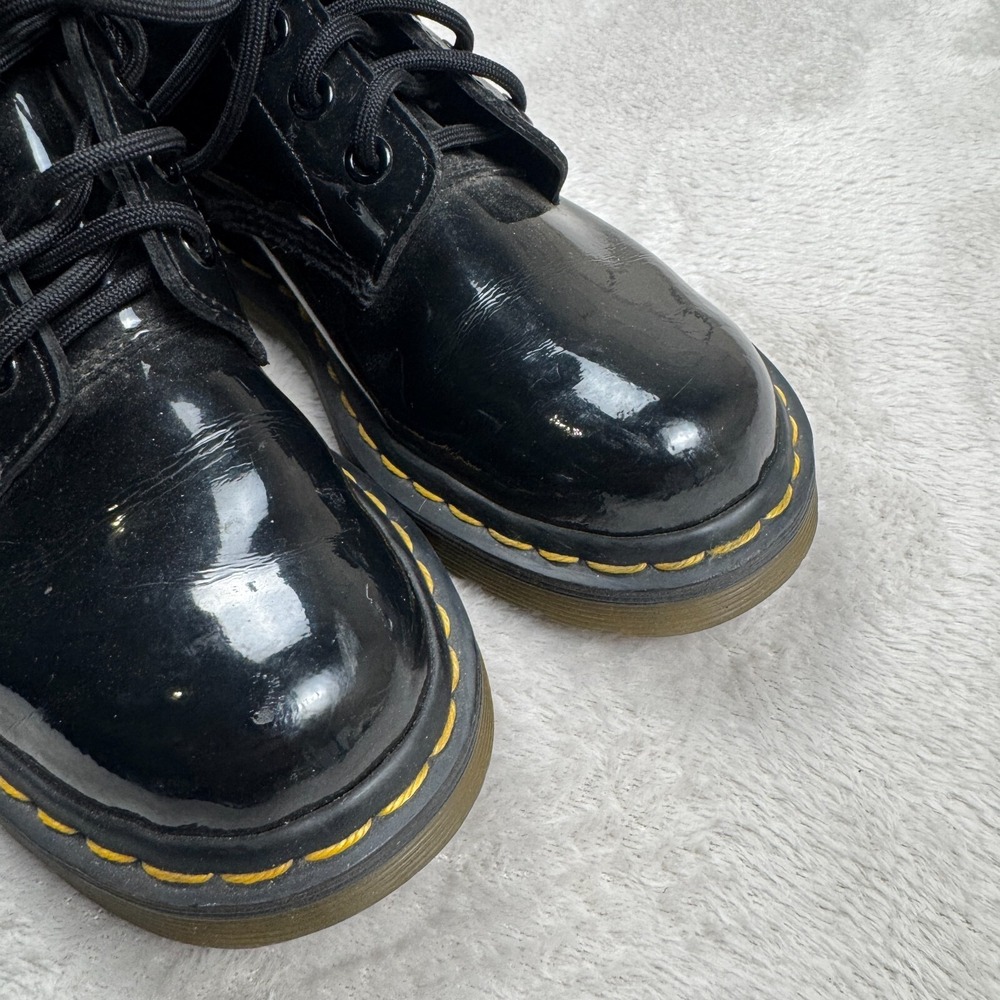 Dr Martens 1460 Ankle Boots Womens Size 5 Black Preowned Patent Leather Lace Up - Picture 5 of 8